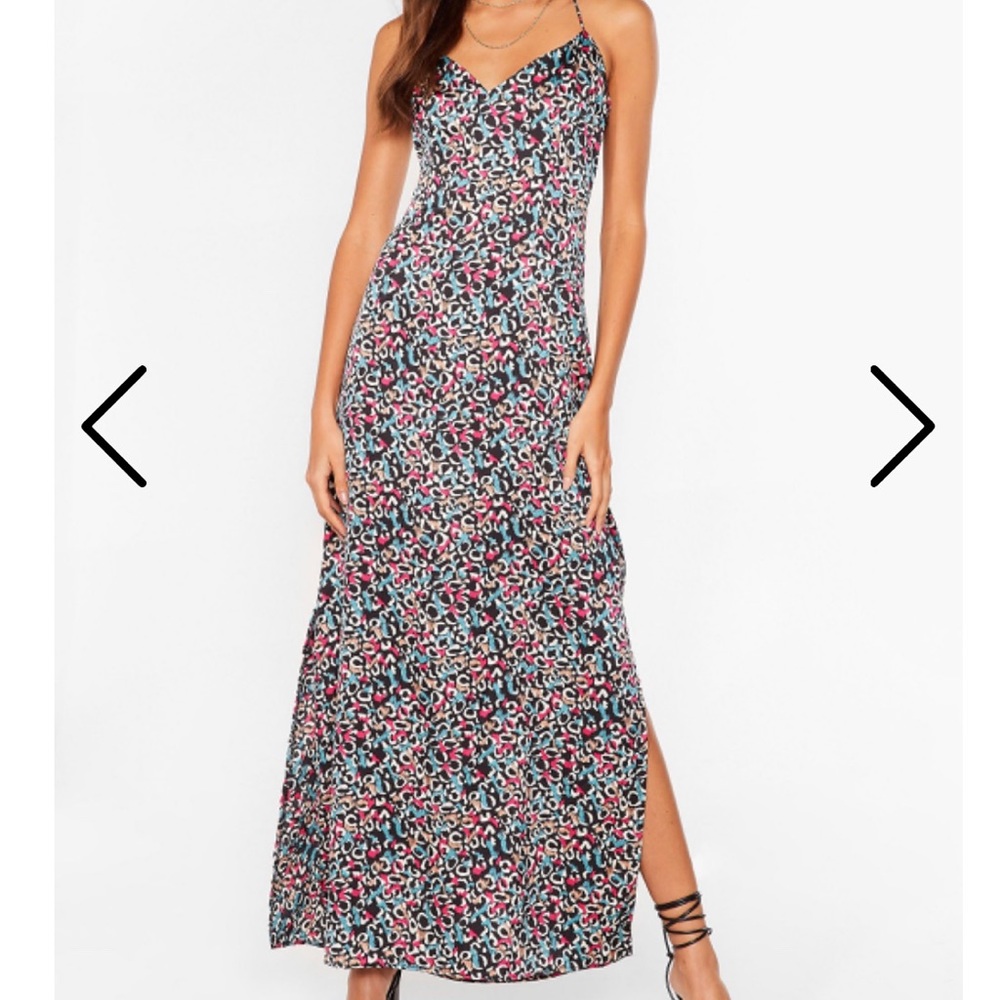 NastyGal- Cowl Will I Know Animal Maxi Dress- US 8